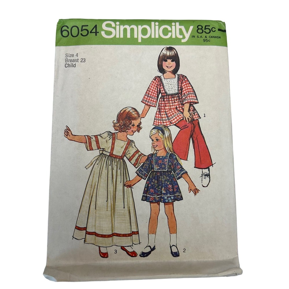 Simplicity Vintage 1970's Pattern #6054 Girls Caftan Size 4